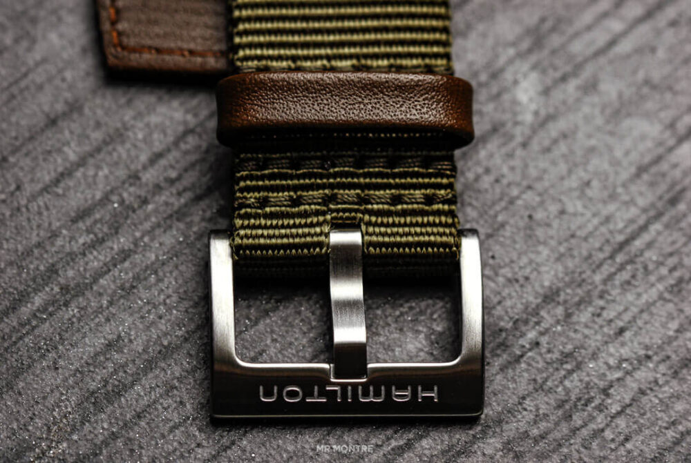 boucle ardillon en acier de l'hamilton khaki field mecanique