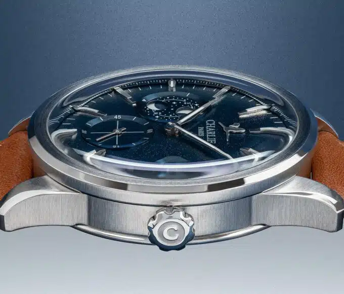 montre automatique française alliance phase de lune bleu une min
