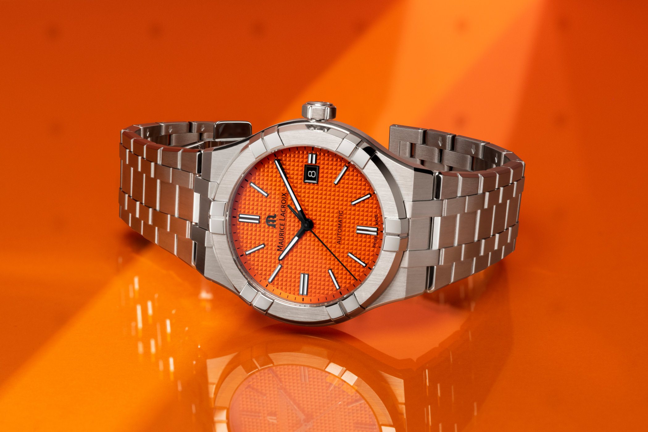 maurice lacroix aikon automatic limited summer edition turquoise soft pin and orange dials 35mm 39mm and 42mm sizes 6