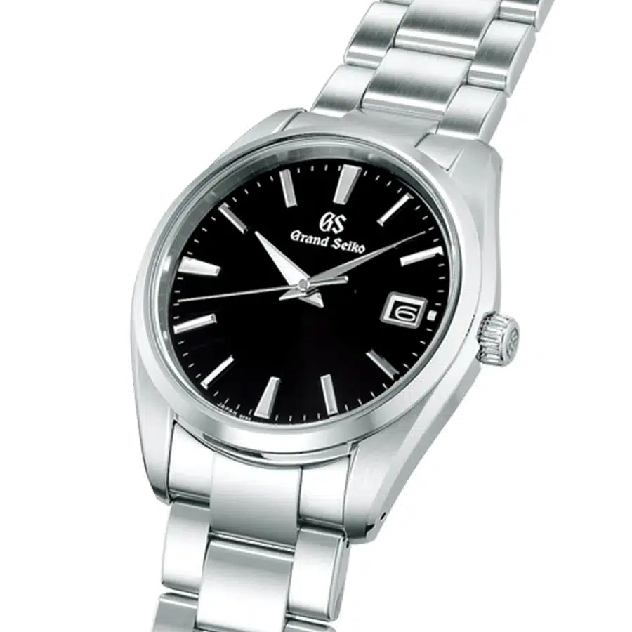 montre grand seiko heritage quartz cadran noir bracelet acier 40 mm sbgp011 webp