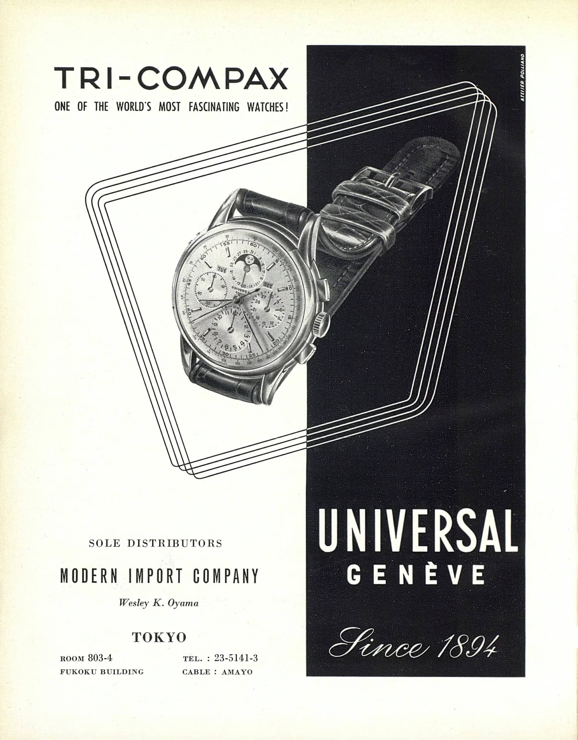 02 tri compaxoneoftheworldsmostfascinatingwatchesvintageadvertisingfortheuniversalgenevetri compaxpublishedineuropastarin1952 jpg