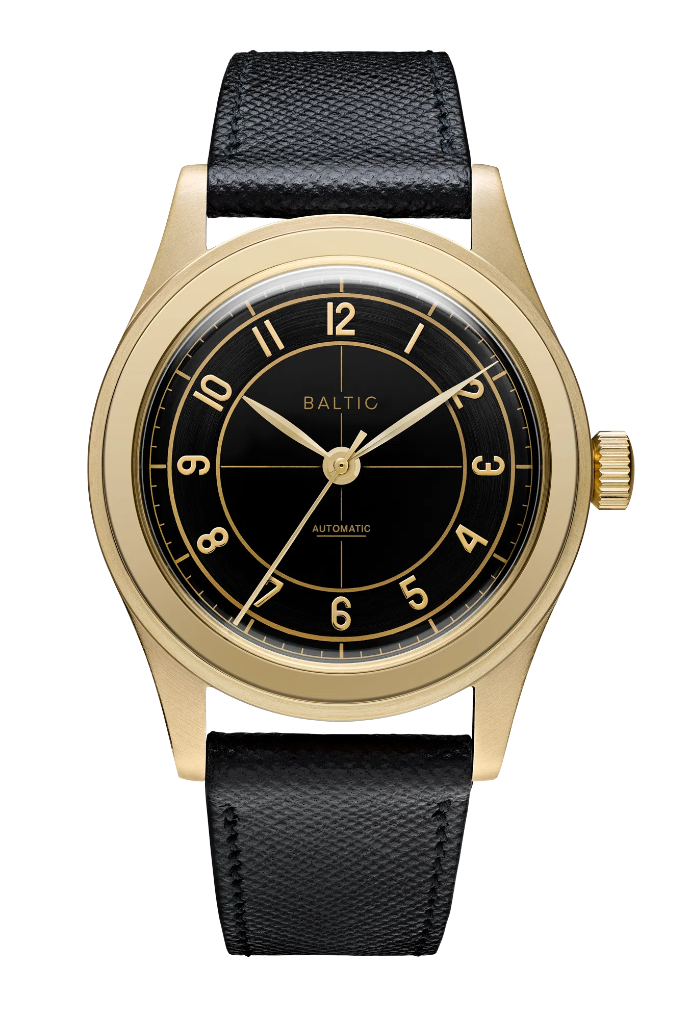 hms 002 gold pvd black face stitched saffiano black