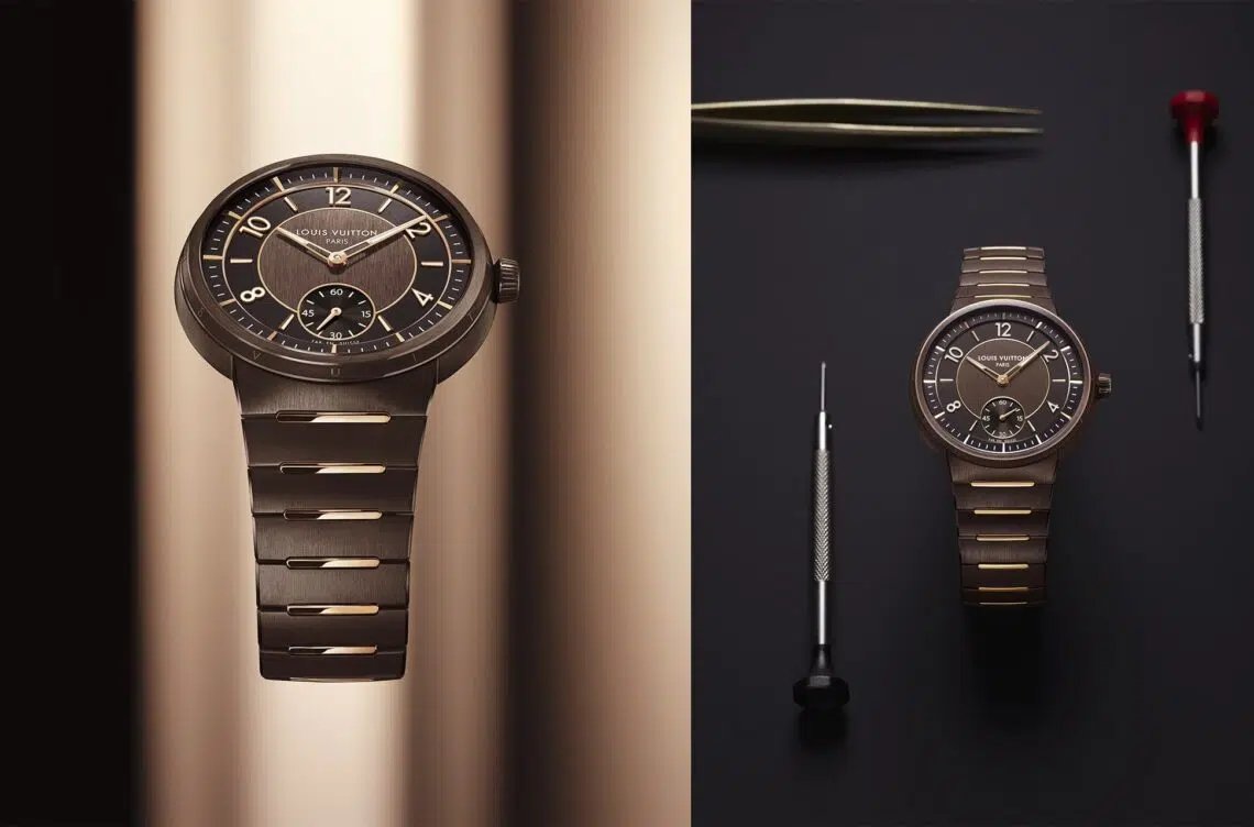 louis vuitton tambour high end tambour brown ceramic front une min