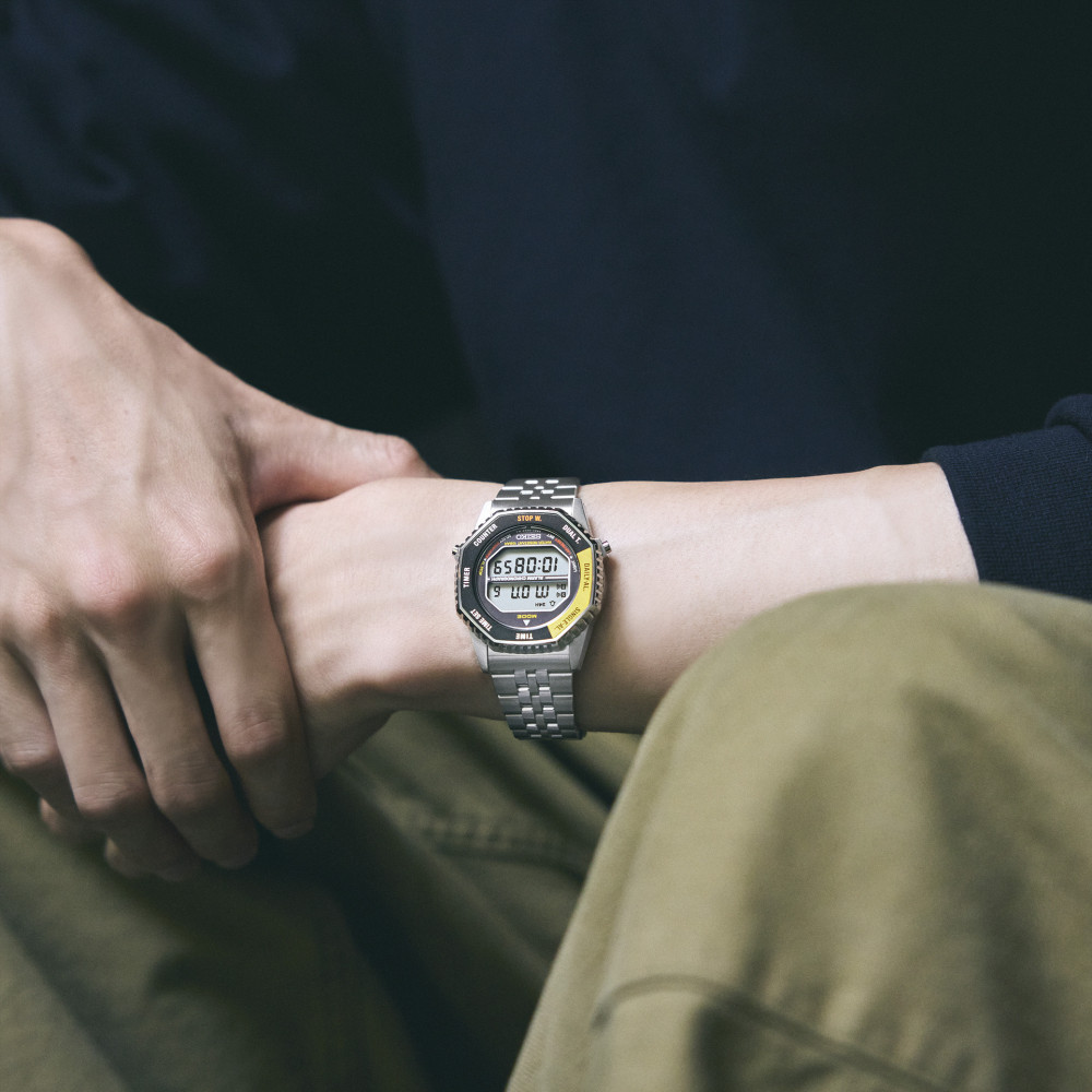 seiko montre homme quartz acier inoxydable digital alarme chronographe jaune jpg(1)